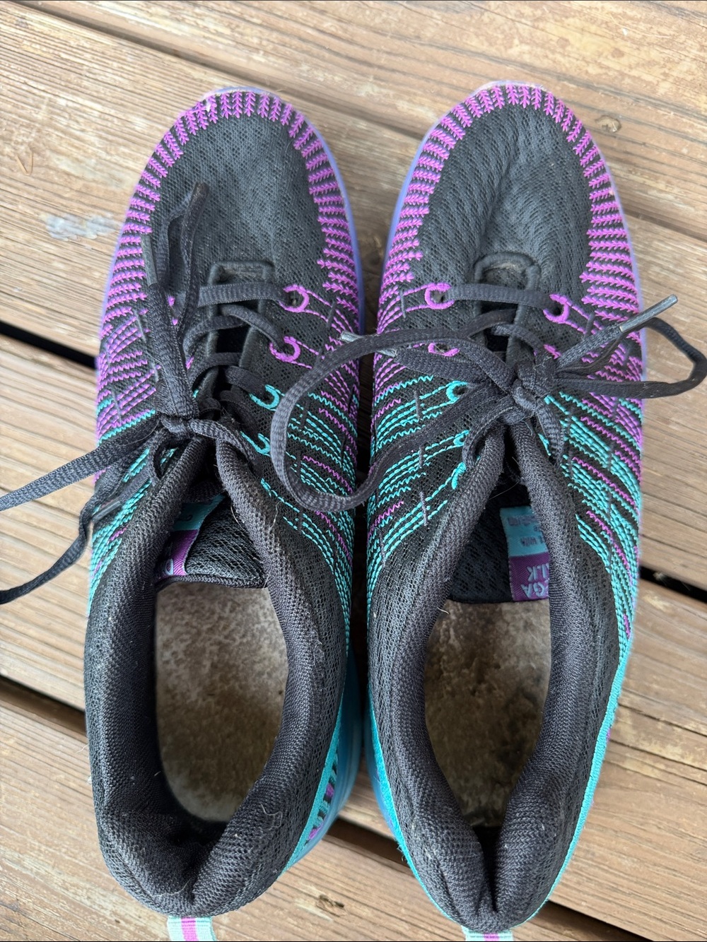 Omega Walk Comfort Walking Shoes Black Teal Purple EU 43 Lace Up Sneakers